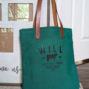 WILL LEATHER GOODS Green Canvas & Leather Tote Bag